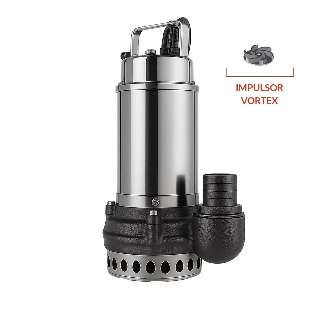 BOMBA SUMERGIBLE DE DRENAJE CLOACAL LEO MODELO LSW200X - 2 HP - VORTEX - 380V