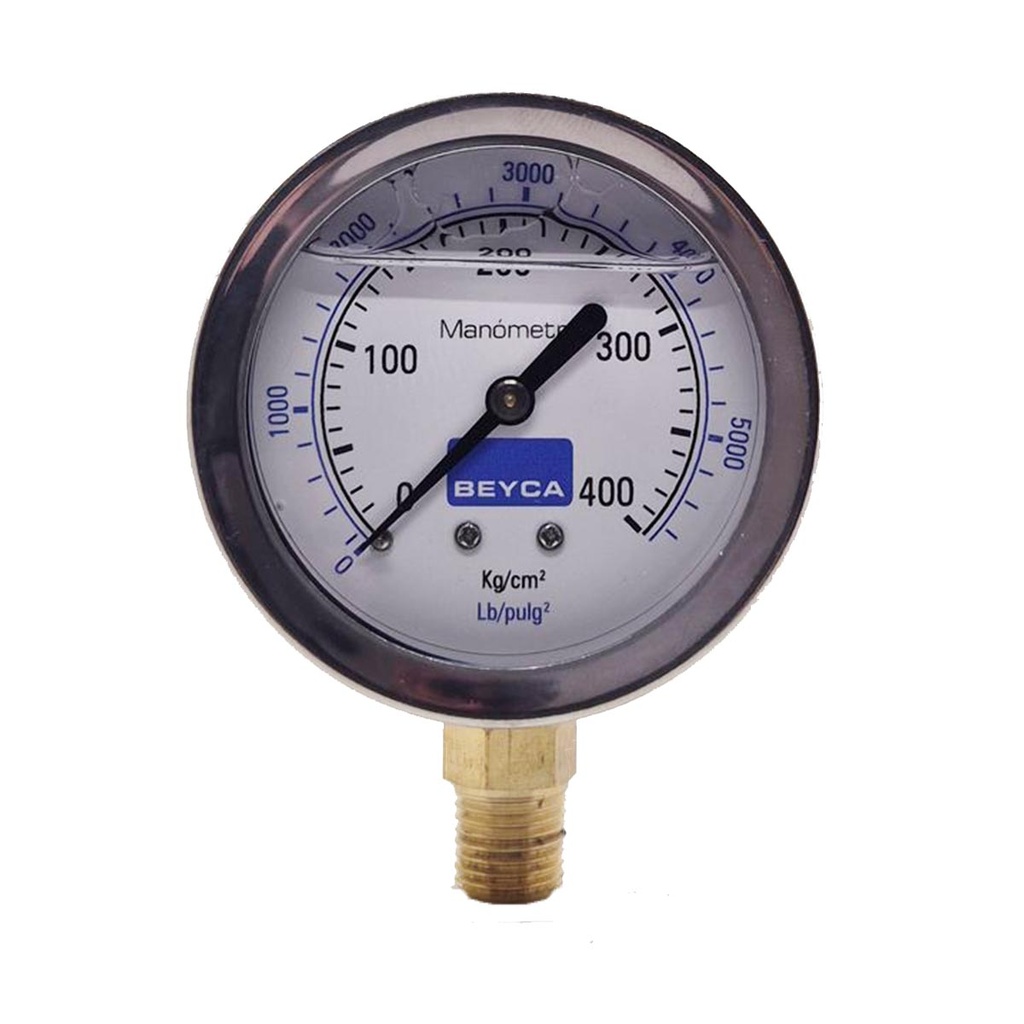 MANÓMETRO BEYCA 63MM INOX-BRONCE 0-400KG. ROSCA INF. 1/4 NPT CON GLICERINA
