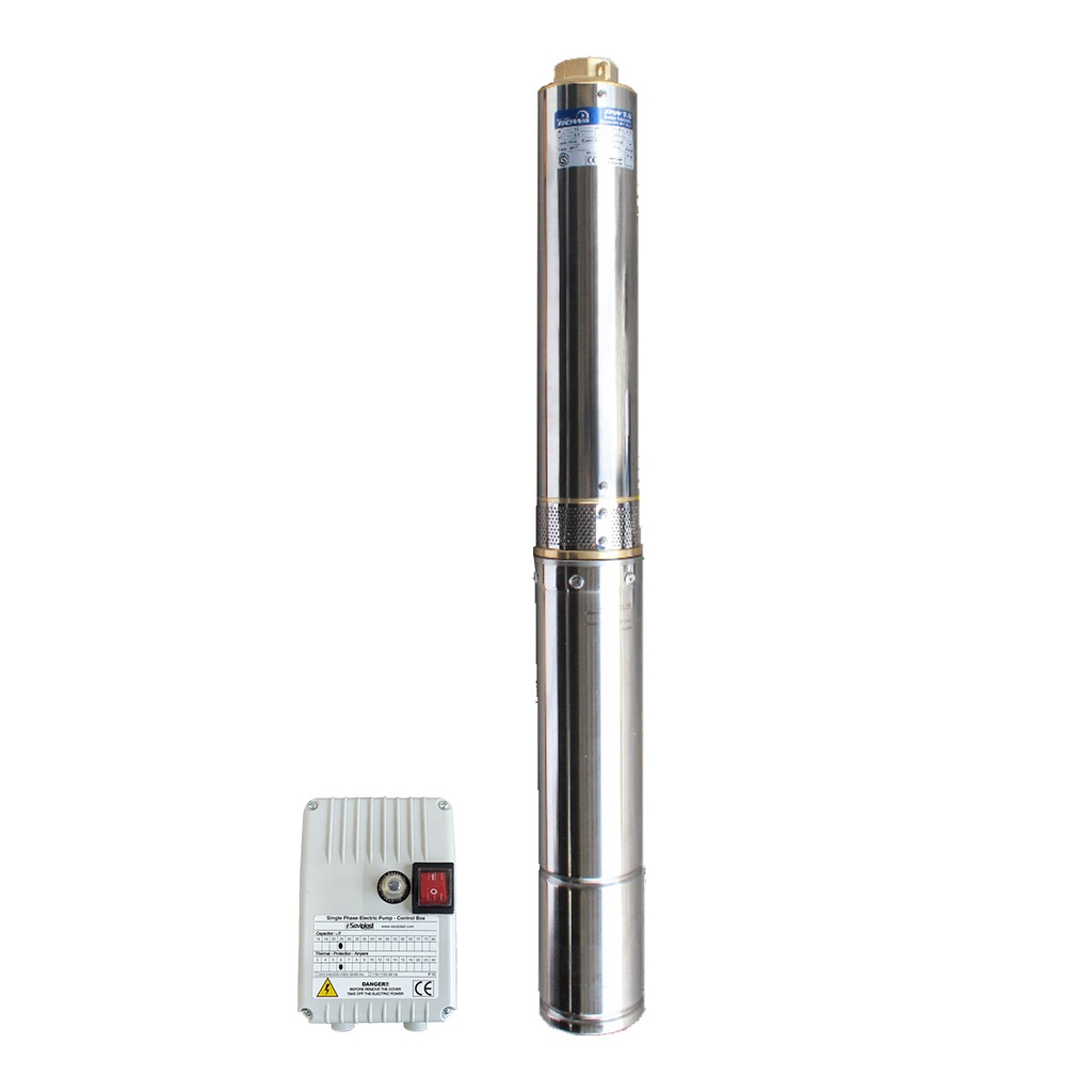 [0023-0108] BOMBA SUMERGIBLE DE POZO ROWA 4 PULGADAS MODELO 4RW 6/8G-M CON TABLERO - 1 HP - 53 MTS - 220V