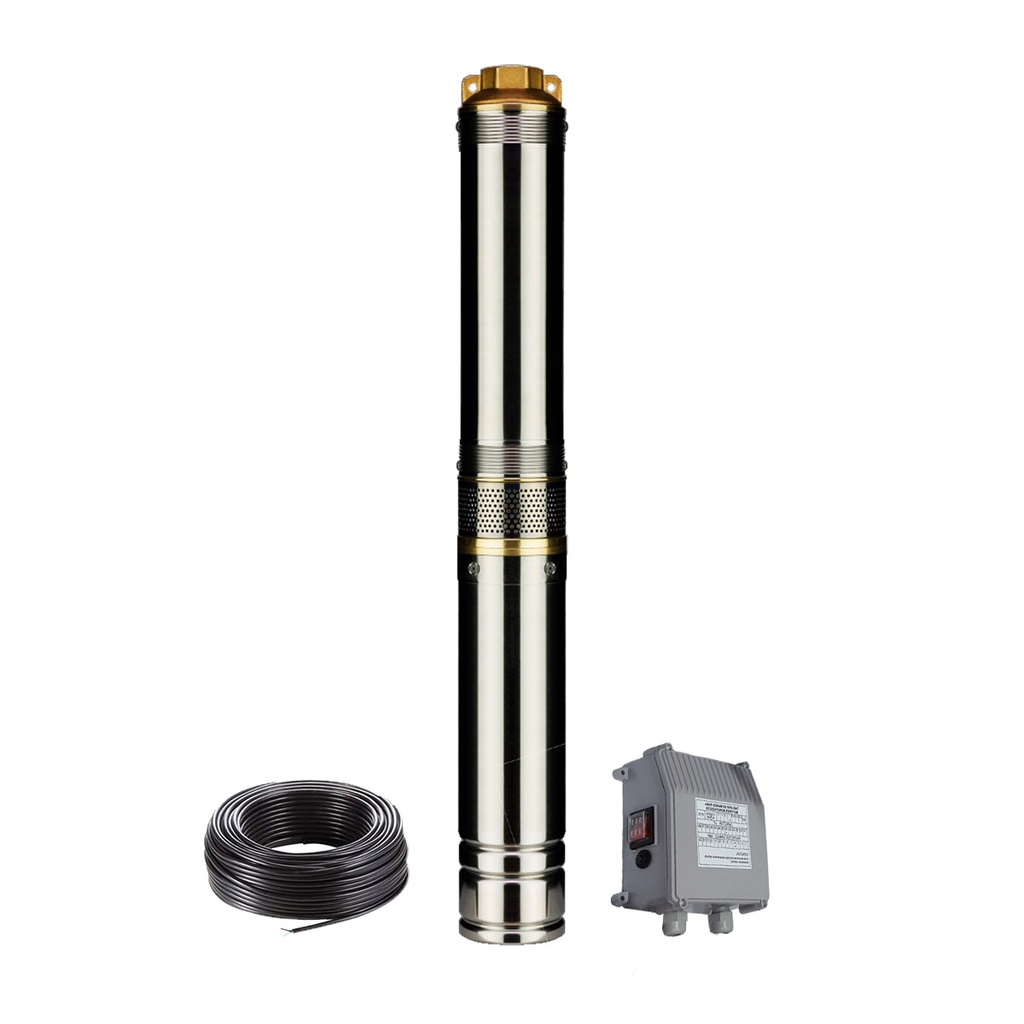 [100QJD210-0.75] BOMBA SUMERGIBLE DE POZO CZERWENY 4 PULGADAS MODELO 100QJD210 CON TABLERO - 1 HP - 70 MTS - 220V