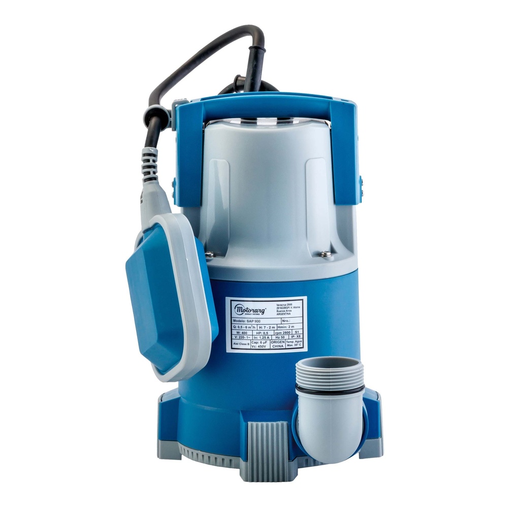 [F.SA.2.0003.M] BOMBA SUMERGIBLE DE DRENAJE MOTORARG MODELO SAP 250 - 0,3 HP - PARA AGUAS LIMPIAS - 220V
