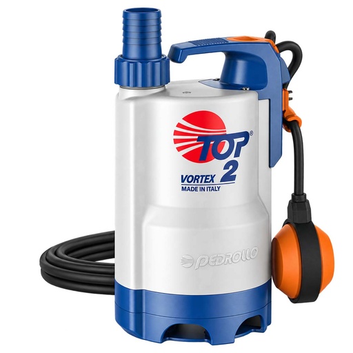 [I.TO.1.V005.M] BOMBA SUMERGIBLE DE DRENAJE PEDROLLO MODELO TOP 2 VORTEX - 0,5 HP - 220V - PARA AGUAS CLARAS