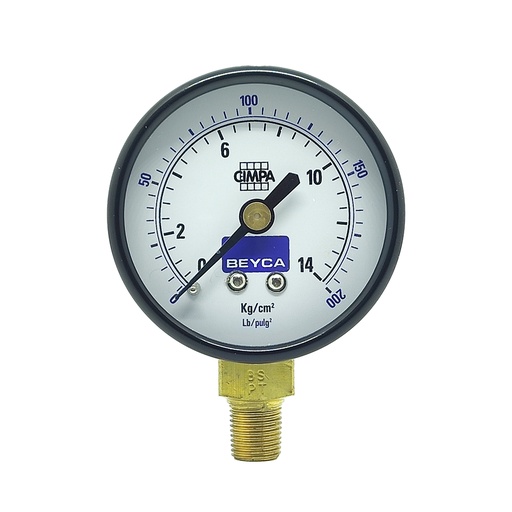 [MM1-34/14] MANÓMETRO BEYCA 50MM ESTANDAR 0-14KG ROSCA INF. 1/8 BSPT