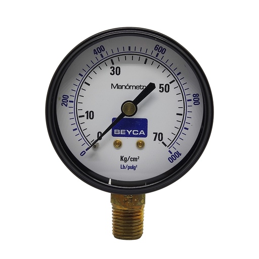 [MM2-34/70] MANÓMETRO BEYCA 63MM ESTANDAR 0-70KG ROSCA INF. 1/4 BSPT