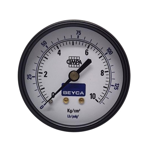 [MM2-35/10] MANÓMETRO BEYCA 63MM ESTANDAR 0-10KG ROSCA POST. 1/4 BSPT