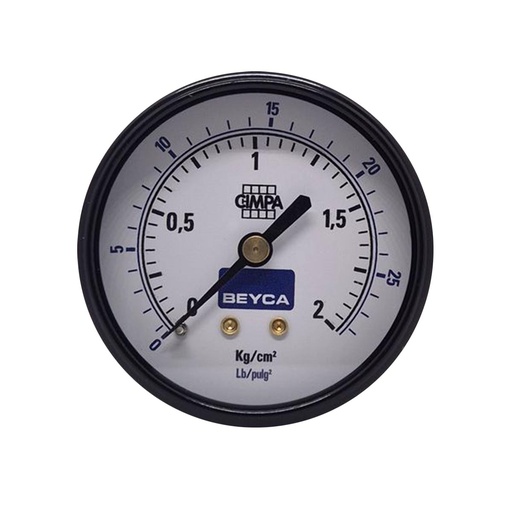 [MM2-35/2] MANÓMETRO BEYCA 63MM ESTANDAR 0-2KG ROSCA POST. 1/4 BSPT