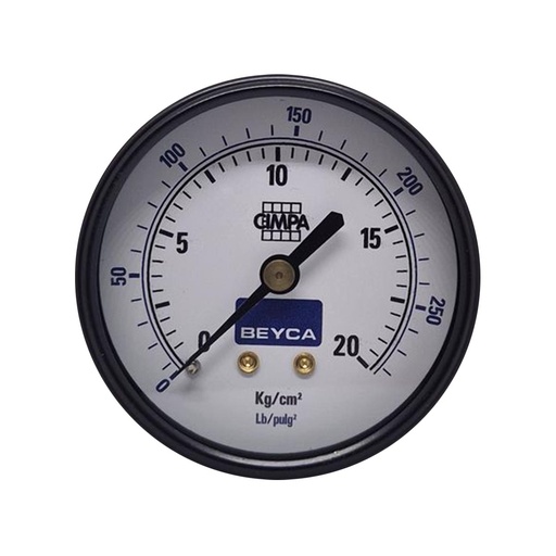 [MM2-35/20] MANÓMETRO BEYCA 63MM ESTANDAR 0-20KG ROSCA POST. 1/4 BSPT