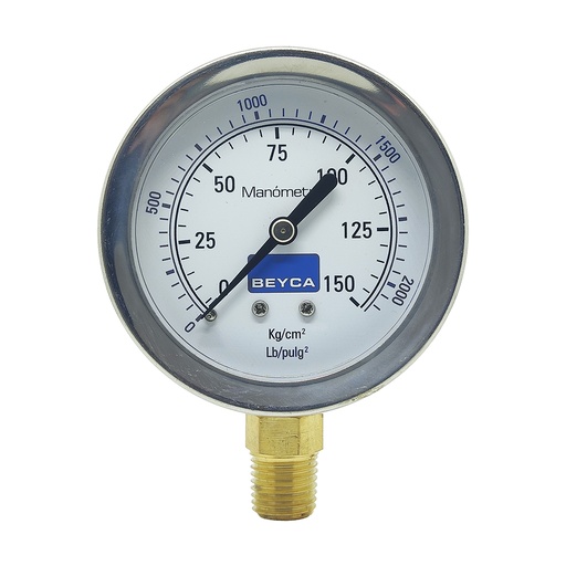 [MM2-44/150] MANÓMETRO BEYCA 63MM INOX-BRONCE 0-150KG. ROSCA INF. 1/4 NPT