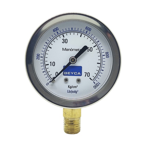 [MM2-44/70] MANÓMETRO BEYCA 63MM INOX-BRONCE 0-70KG. ROSCA INF. 1/4 NPT