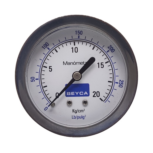 [MM2-45/20] MANÓMETRO BEYCA 63MM INOX-BRONCE 0-20KG. ROSCA POST. 1/4 NPT