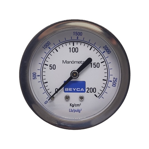 [MM2-45/200] MANÓMETRO BEYCA 63MM INOX-BRONCE 0-200KG. ROSCA POST. 1/4 NPT