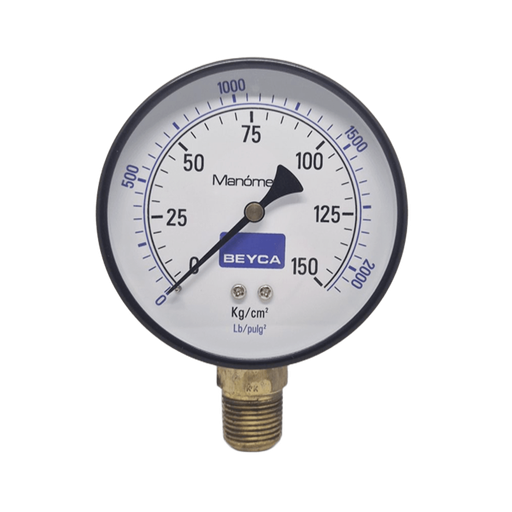 [MM4-38/150] MANÓMETRO BEYCA 100MM ESTANDAR 0-150KG. ROSCA INF. 1/2 NPT