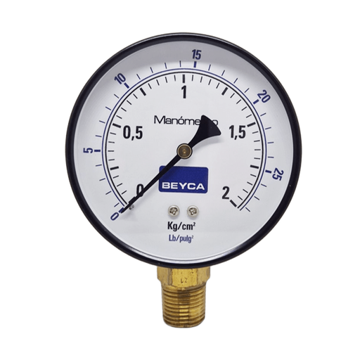 [MM4-38/2] MANÓMETRO BEYCA 100MM ESTANDAR 0-2KG. ROSCA INF. 1/2 NPT