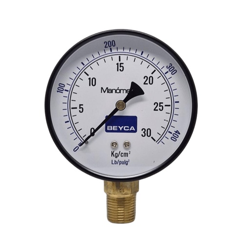 [MM4-38/30] MANÓMETRO BEYCA 100MM ESTANDAR 0-30KG. ROSCA INF. 1/2 NPT