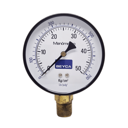 [MM4-38/50] MANÓMETRO BEYCA 100MM ESTANDAR 0-50KG. ROSCA INF. 1/2 NPT