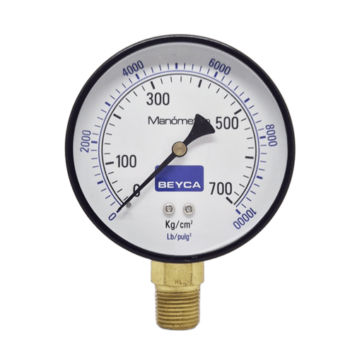 [MM4-38/700] MANÓMETRO BEYCA 100MM ESTANDAR 0-700KG. ROSCA INF. 1/2 NPT