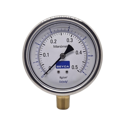 [MM4-48/0.5] MANÓMETRO BEYCA 100MM INOX-BRONCE 0-0.5KG. ROSCA INF. 1/2 NPT