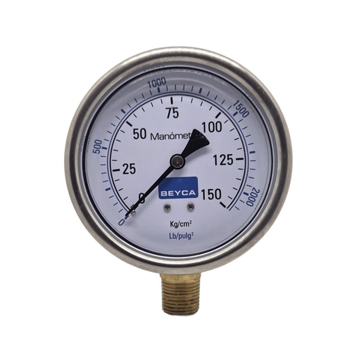 [MM4-48/150] MANÓMETRO BEYCA 100MM INOX-BRONCE 0-150KG. ROSCA INF. 1/2 NPT