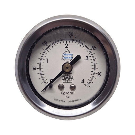 [MMAC-79/4] MANÓMETRO BEYCA 52MM ESTANDAR 0-4KG ROSCA POST. 1/8 BSPT C/GRAMPAS