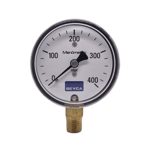 [MN9N/A/63/400] MANÓMETRO BEYCA 63MM BAJA PRESION 0-400MBAR ROSCA INF. 1/4 BSPT