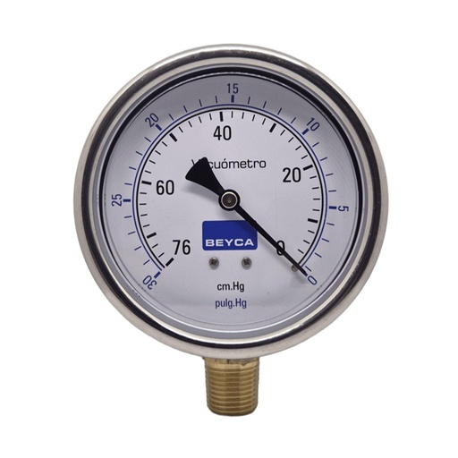 [VM4-48] VACUOMETRO BEYCA 100MM INOX-BRONCE -76CMHG. ROSCA INF. 1/2 NPT