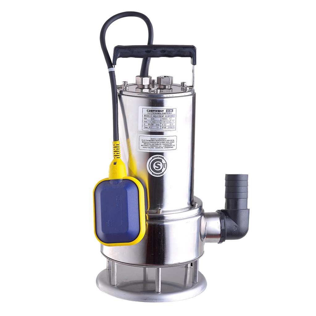 [WQ-1.1B] BOMBA SUMERGIBLE DE DRENAJE CLOACAL CZERWENY MODELO WQ-1.1B - 1,5 HP - 220V