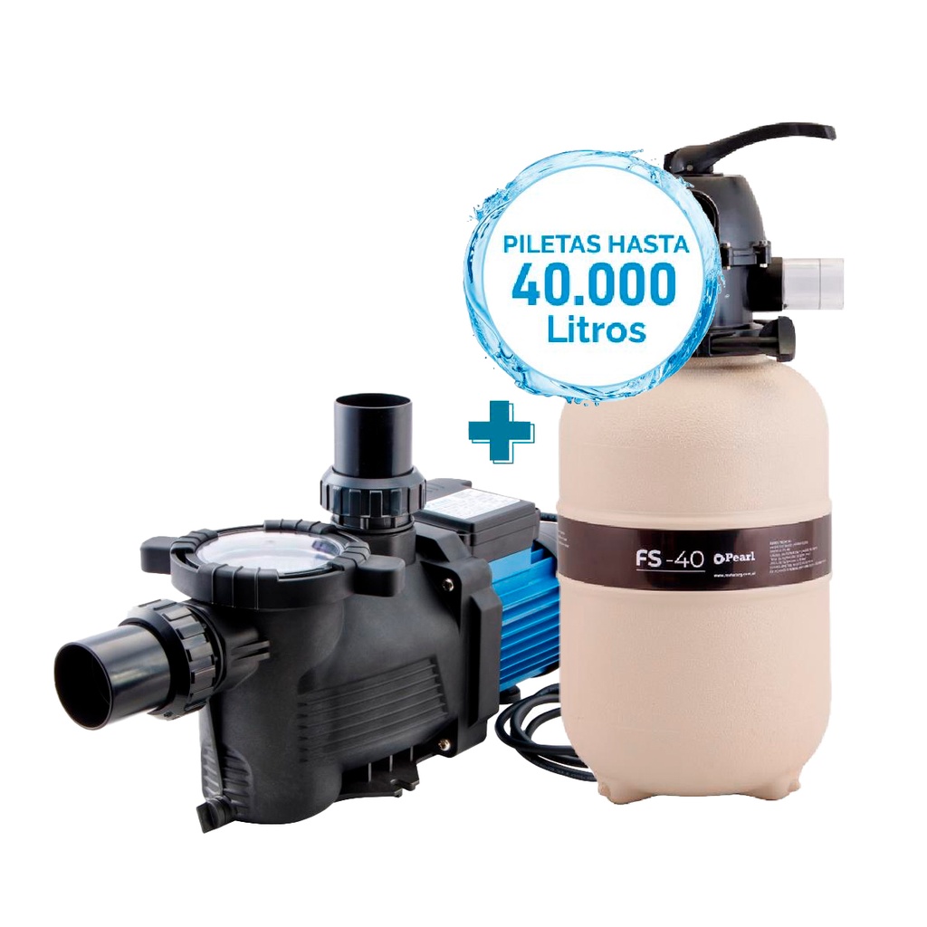 [S.KI.S.0040.FA] COMBO FILTRO PEARL FA-40 + BOMBA MINI POOL 33 - PISCINAS HASTA 40.000 LTS
