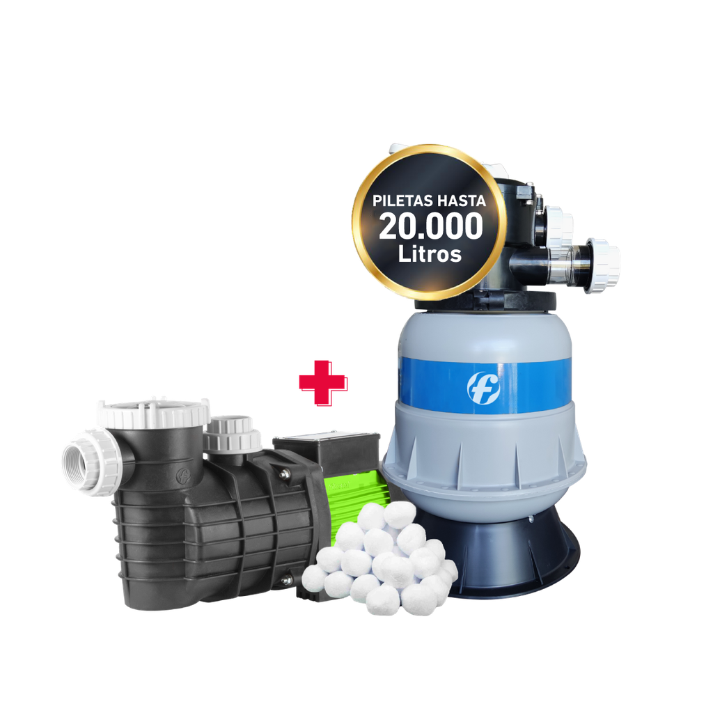 [PLATA1CONTITANIUM20] COMBO FLUVIAL BOMBA PLATA 1 + FILTRO TITANIUM 20 + CARGA FILTRANTE - PISCINAS HASTA 20.000 LTS
