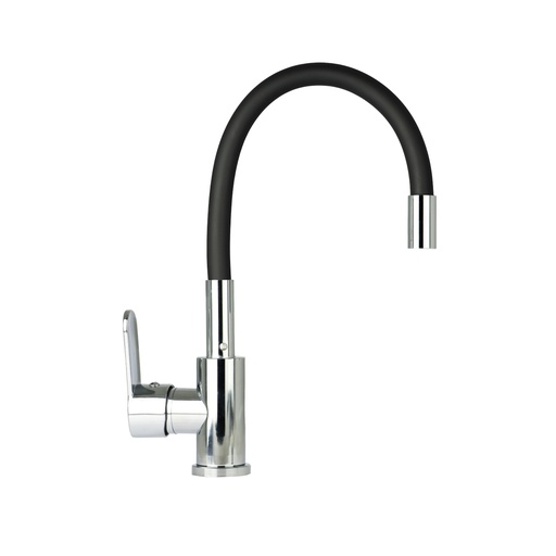 [T.MK.1.003C.0] VANN - Monocomando cocina flexible con goma cromado y negro