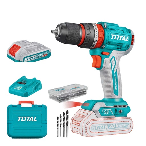 [V2VITI251] Taladro Percutor 20V BL 2000rpm 66Nm INDUSTRIAL TOTAL TIDLI20668-4 (MALETIN, CARGADOR, Y 2 BATERIAS 2Ah)