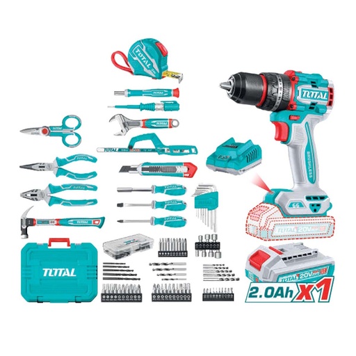 [VTA0K200M] Kit Taladro 20V +  165 Accesorios TOTAL THKTHP11652-4